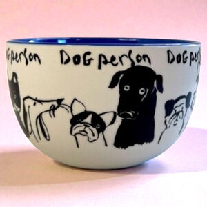 Anthropologie Dog Person Bowl My Kind of Person 23 oz Cereal Puppy Terrier Blue